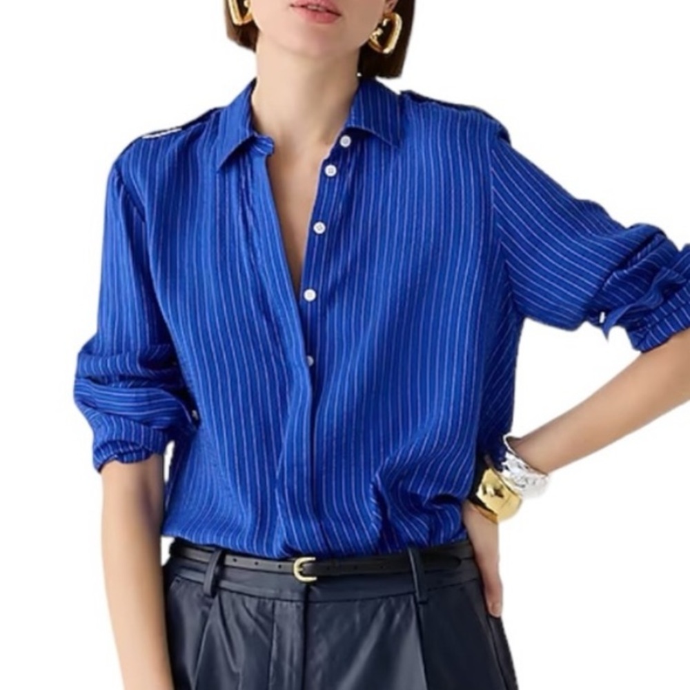 J Crew Textured drapey button up shirt